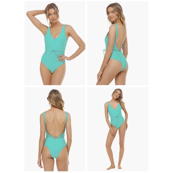 Body Glove S One-Piece "Pam" Swimsuit Deep V NWT in "Sea Mist" Turquoise Aqua - Picture 3 of 8